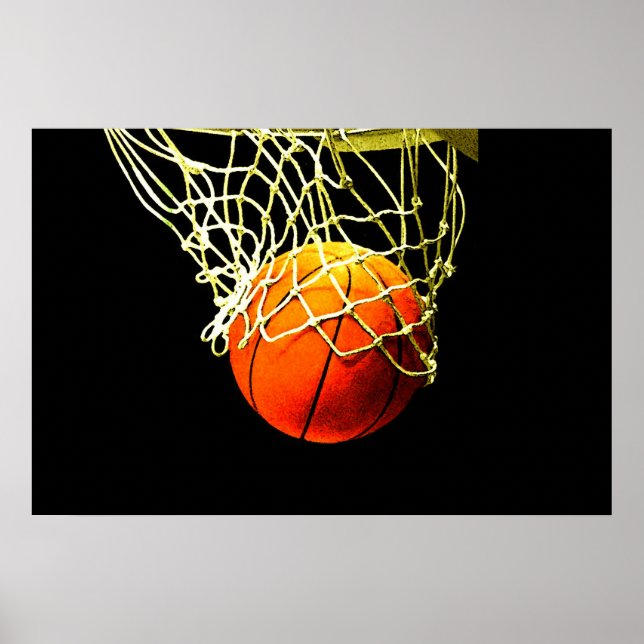 Basketball Ball & Net Print Poster (Devant)