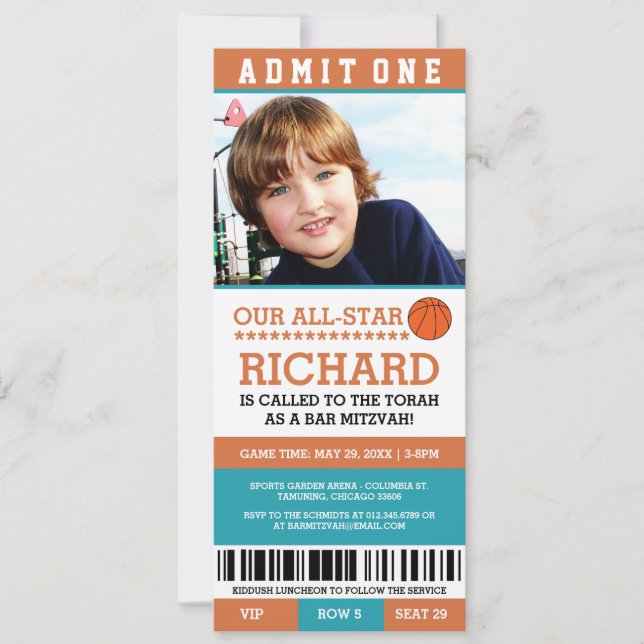 Basketball Bar Mitzvah Invitations (Devant)