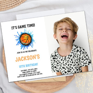 Basketball Blue Art Anniversaire Invitations avec