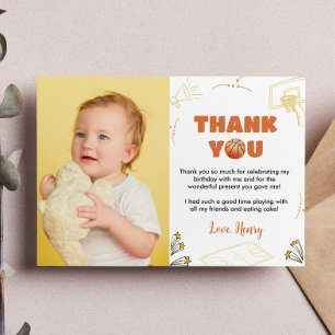 Basketball Boy Birthday Photo Carte de remerciemen