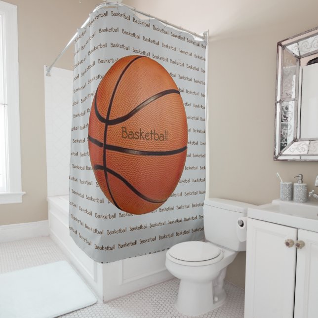 Basketball Carrelage Texte Design Douche Rideau (En situation)