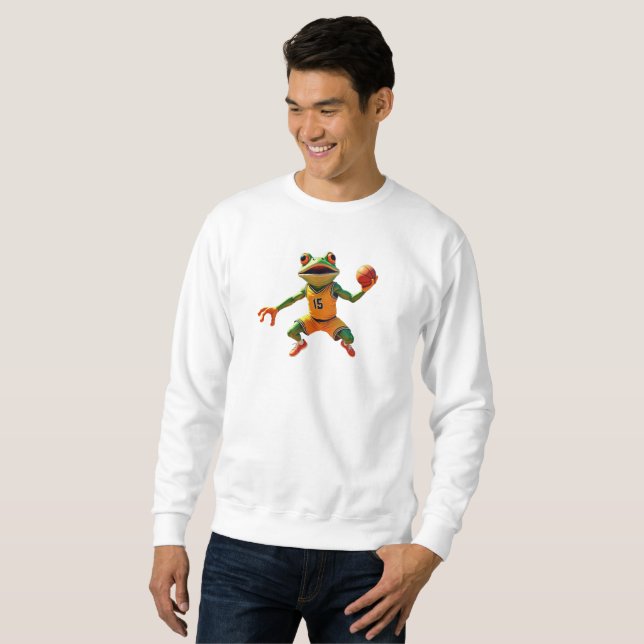 Basketball Frog homme blanc sweatshirt (Devant entier)