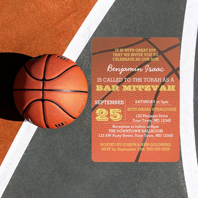 Basketball Gold Bar Mitzvah Invitation (Créateur téléchargé)