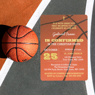 Basketball Gold Confirmation Invitation