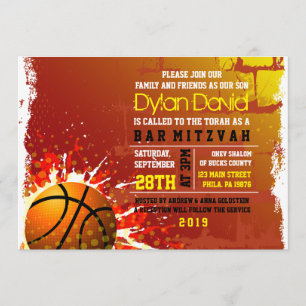 BASKETBALL GRUNGE Bar Mitzvah Invitation