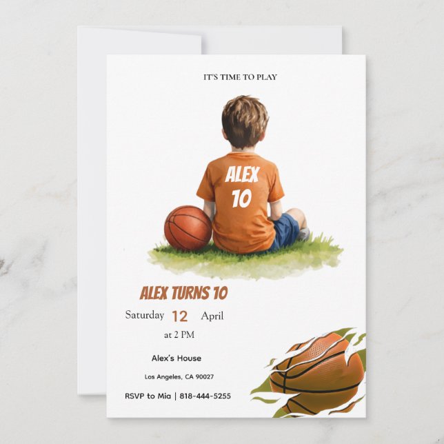 Basketball Kids Birthday Invitation | Personalized (Devant)