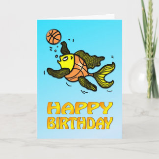 Basketball Poisson drôle dessin animé mignon carte