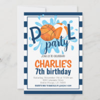 Basketball Pool Party Anniversaire Invitation