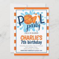 Basketball Pool Party Anniversaire Invitation
