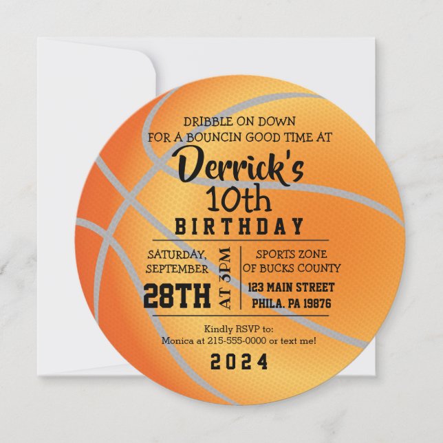 BASKETBALL ROND Anniversaire Fête Invitation (Devant)