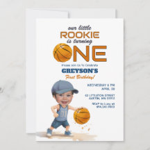 Basketball Rookie 1er anniversaire Invitation phot