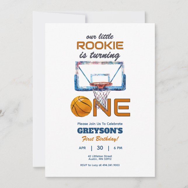 Basketball Rookie 1er Invitation anniversaire (Devant)