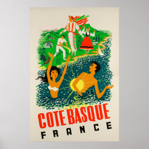 Basque de Côte, France, affiche de voyage