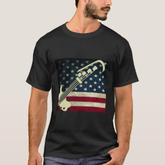 Bass Guitar Us Drapeau T-Shirt Bass Player Tee - s