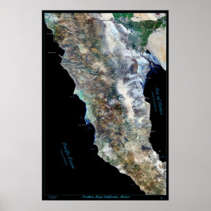 Basse-Californie du nord, affiche de satellite du