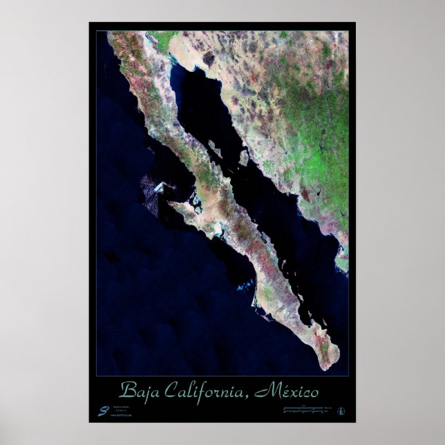 Basse-Californie, Mexique  affiche satellite (Devant)