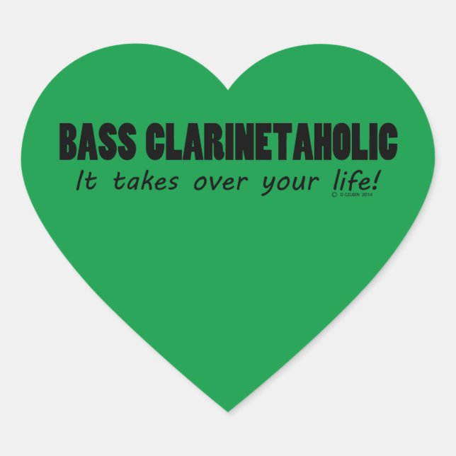Basse Clarinetaholic Vie Coeur Sticker (Devant)