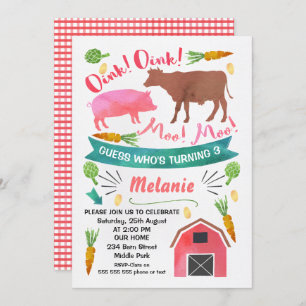 Basse-cour d'aquarelle, invitation d'anniversaire