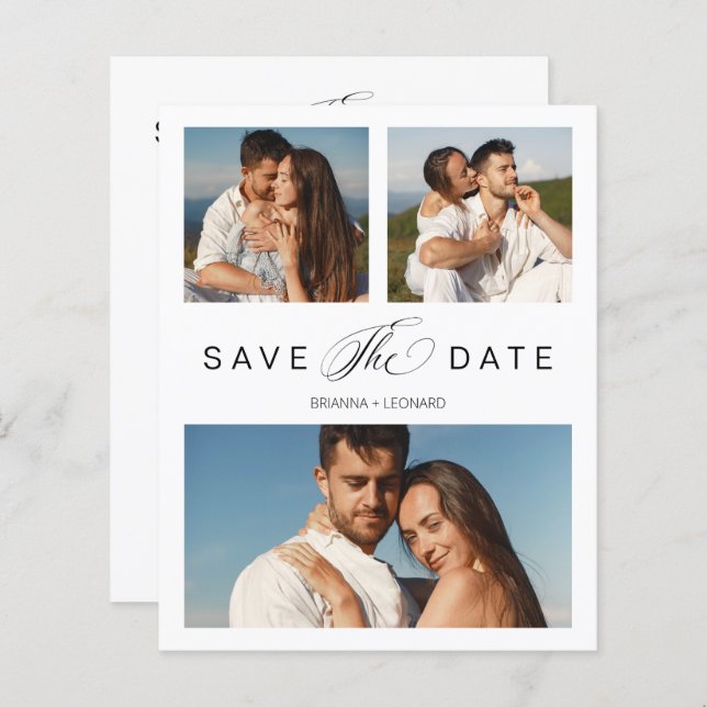 Basse Coût 3 Photos Couple Simple Élégant Script (Devant / Derrière)