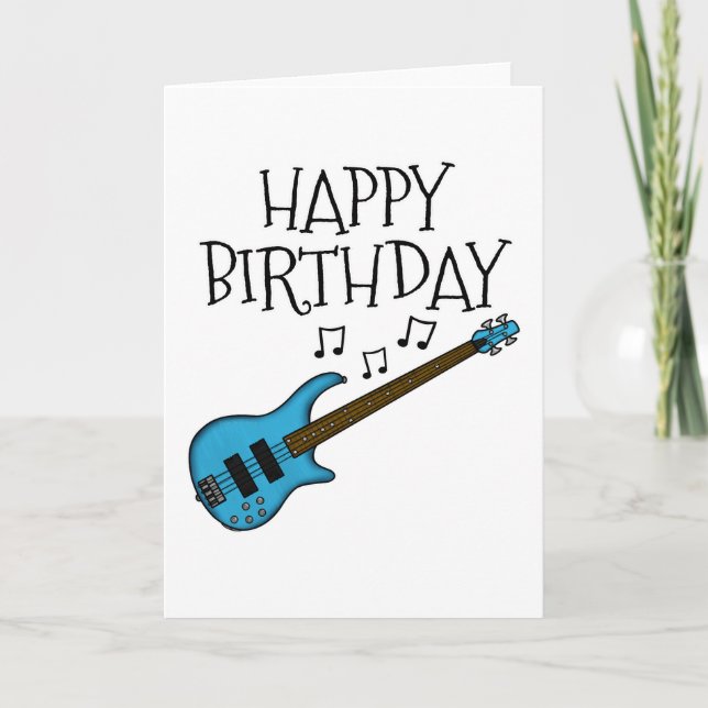 Basse Guitare Carte Anniversaire Baid Musicien (Devant)