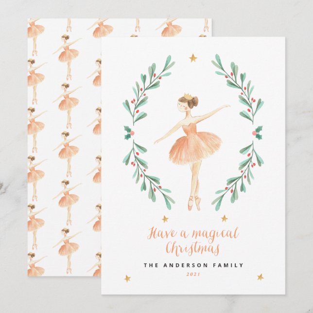 Basse-noisette ballerine botanique joli Noël (Devant / Derrière)