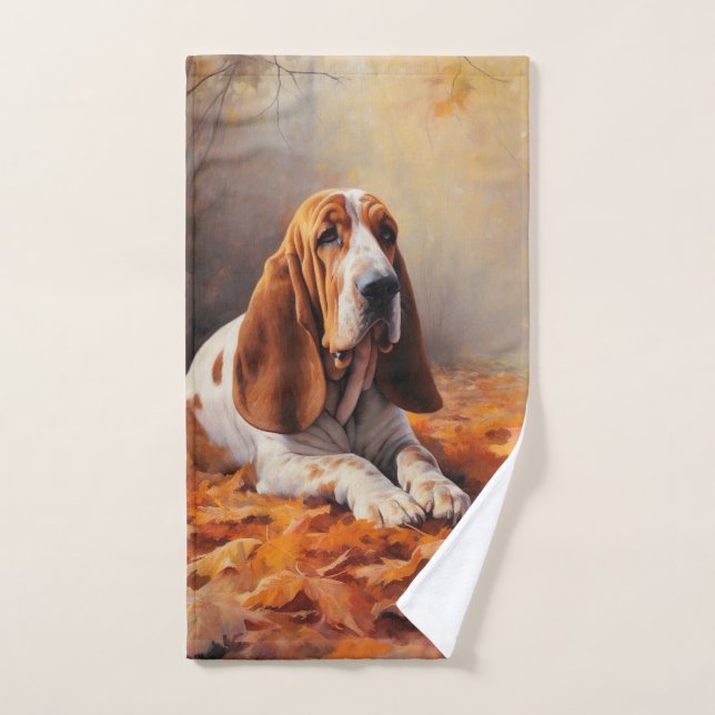 Basset Hound à l'automne Leaves automne Inspire (Serviette à main)
