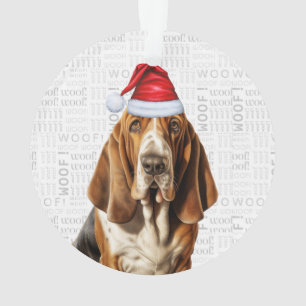 Basset Hound avec le nom du chien et la photo Noël