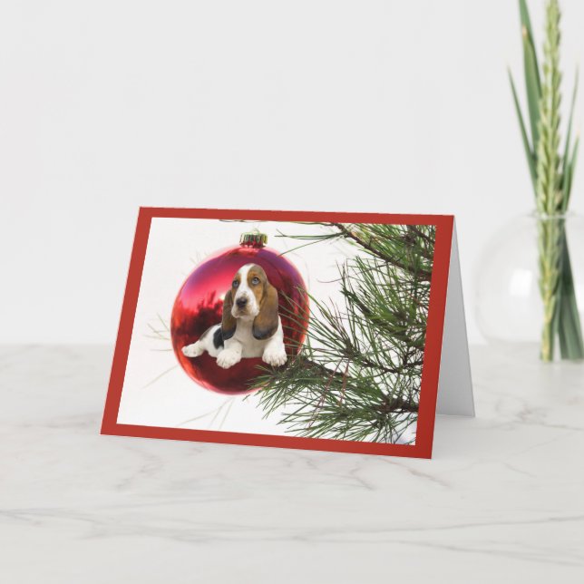Basset Hound Carte de Noël Ball Hanging (Devant)