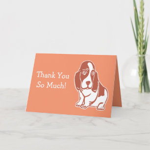 Basset Hound Carte de remerciements orange chaude