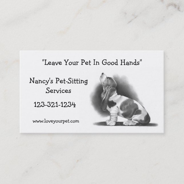 BASSET HOUND : CARTE DE VISITE SE REPOSANT (Devant)