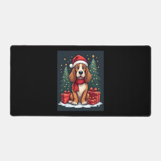 Basset Hound Chien Fêtes de Noël Père Noël Amoureu (Recto)