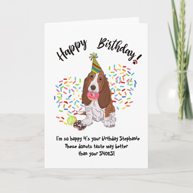 Basset Hound Chig Donuts Carte d'anniversaire (Devant)