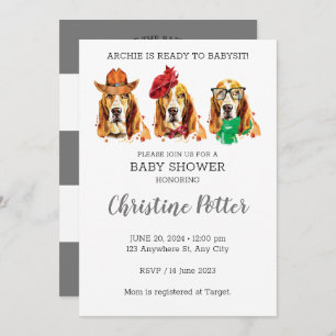 Basset Hound Chiot Thème Baby shower Invitation