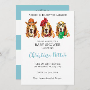 Basset Hound Chiot Thème Baby shower Invitation