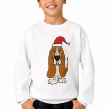 Basset Hound drôle dans l'art de Noël de casquette