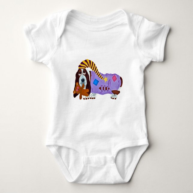 Basset Hound en pyjama body bébé (Devant)