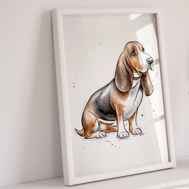 Basset Hound | Impression de chien | Impression d' (Basset Hound Art Print)