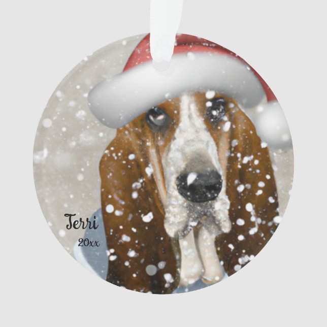 Basset Hound, Noël, Père Noël Dog Orament (devant)