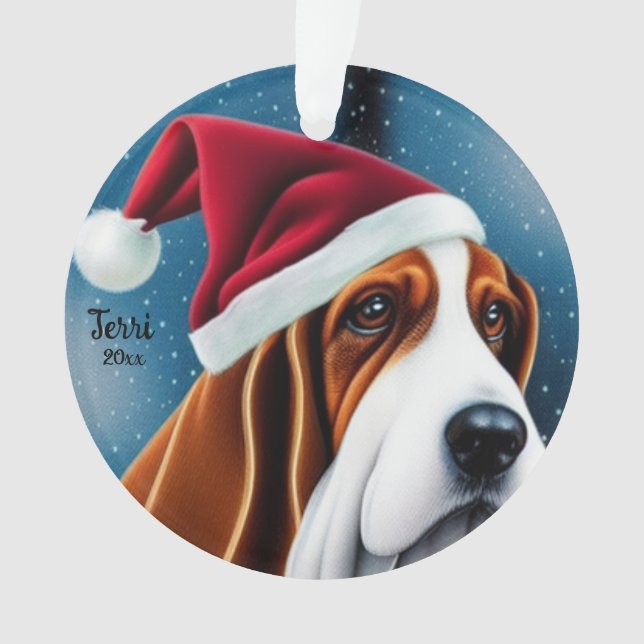 Basset Hound, Noël, Père Noël Dog Orament (devant)