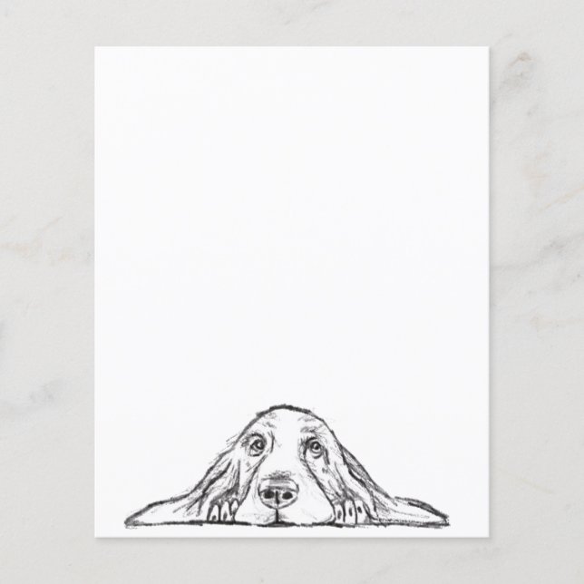 basset hound noir blanc yeux de chiot simple  (Devant)