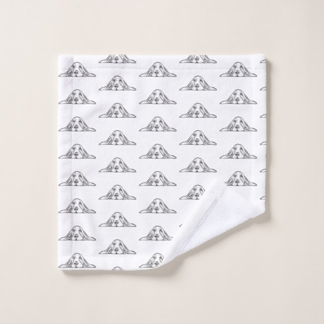 basset hound noir blanc yeux de chiot simple  (Gant de toilette)