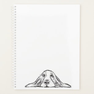 basset hound noir blanc yeux de chiot simple 