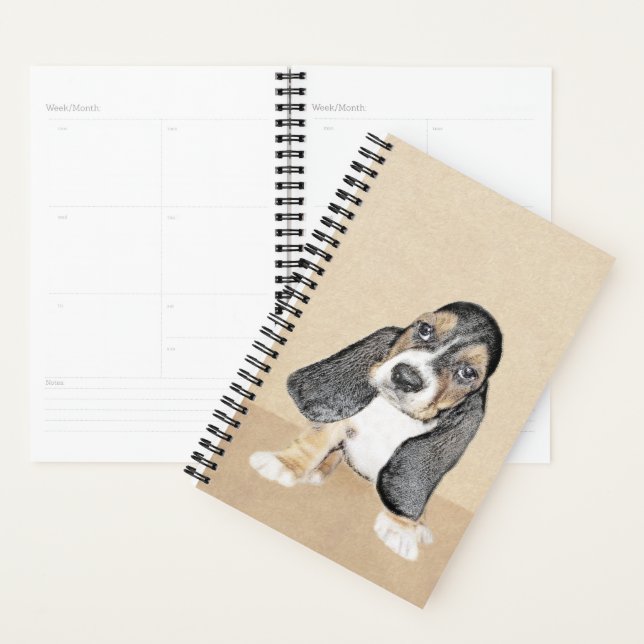 Basset Hound Peinture Chiot - Art Chien original (Devant avec enveloppe)