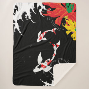 Bassin de Koi - noir - Plaid de conception japonai