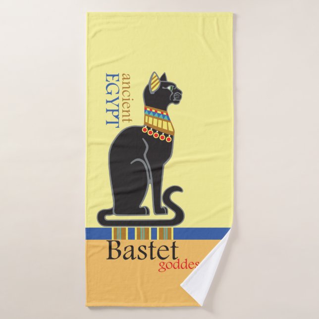 Bastet ou Bast. Serviette de bain pour déesse égyp (Serviette de bain)