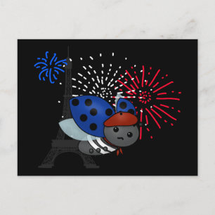 Bastille Day Ladybug, carte postale ennuyée