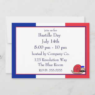 Bastille French Snail portant Beret Invitation