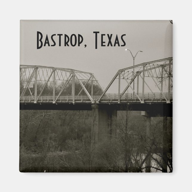 Bastrop, Texas Old Iron Bridge Carré Magnet (Devant)