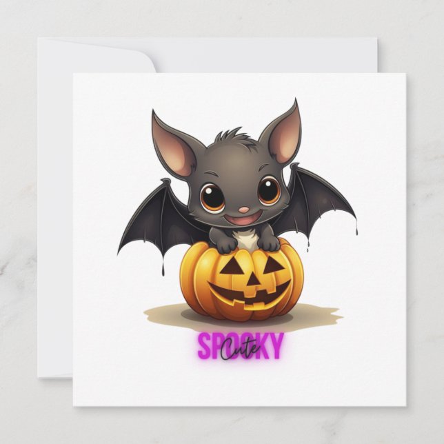 Bat adorable sur Citrouille mignonne Halloween Déc (Devant)