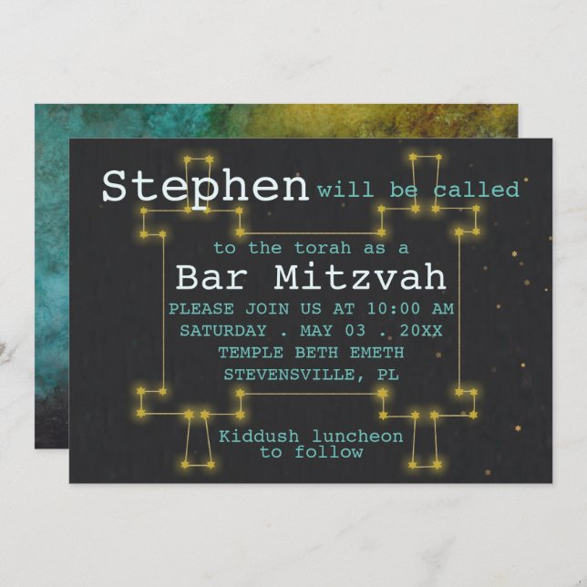 Bat Bar Mitzvah Sortie de cette Invitation Mondial (Devant / Derrière)